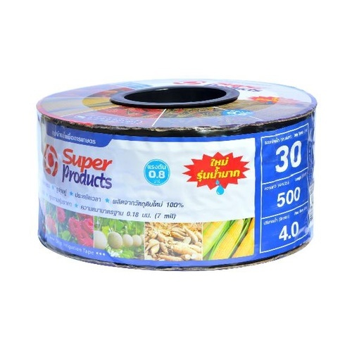 Super Products เทปจ่ายน้ำ  30 ซม.  500 หลา 16 มม. 4 ลิตร/ชม. 2รู 0.18 มม.