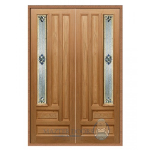 ประตูไม้สยาแดงลูกฟักพร้อมกระจก SET1 Jasmine-05A 180x200cm. MASTERDOOR