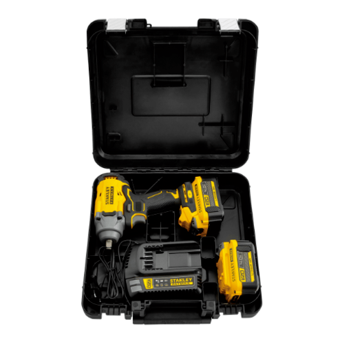 STANLEY บล็อกกระแทกไร้สายไร้แปรงถ่าน 20V 370Nm รุ่น SBW920M2K-B1 +แบตเตอรี่ 4.0AH 2 ก้อน