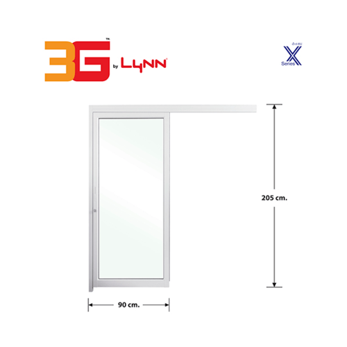 3G (X-Series) ประตูอะลูมิเนียม บานแขวนเดี่ยว 90x205ซม. สีขาว