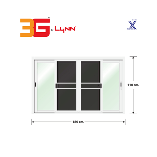 3G (X-Serie) หน้าต่างอะลูมิเนียม บานเลื่อน SFS(D) 180x110ซม. สีขาว พร้อมมุ้ง
