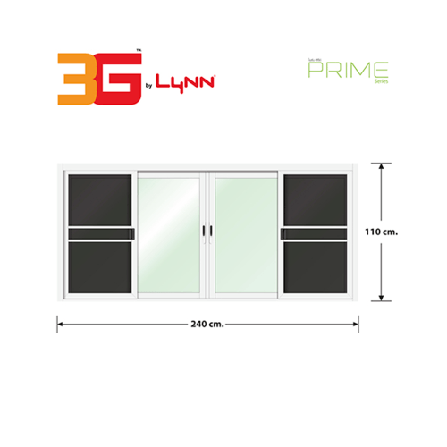 3G หน้าต่างอลูมิเนียมบานเลื่อน FSSF (PS) 240x110cm. พร้อมมุ้ง สีขาว