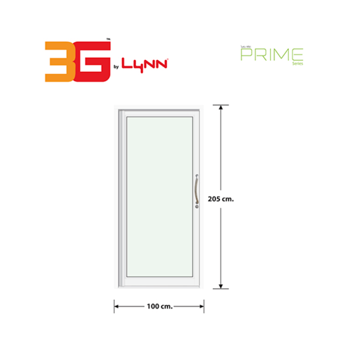 3G (PS) ประตูอะลูมิเนียม บานสวิงเดี่ยวเสากลม SAFETY 100x205ซม. สีขาว