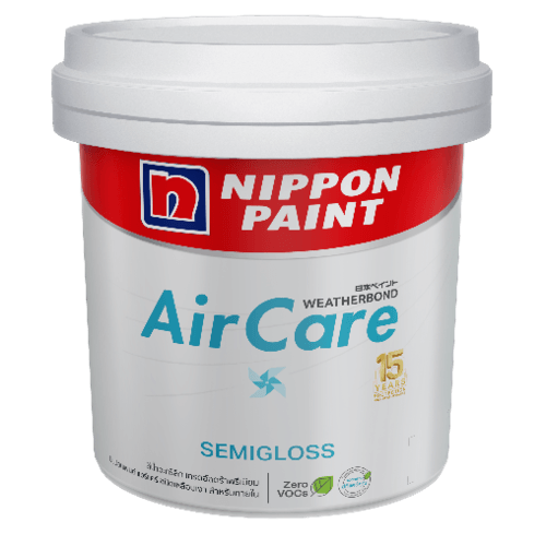 NIPPON PAINT สีน้ำภายใน AIRCARE กึ่งเงา ขนาด 2.5 แกลลอน เบส A