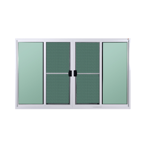 A-Plus หน้าต่างอะลูมิเนียมบานเลื่อนเปิดกลาง (4 ช่อง) ขนาด 200x150ซม. พร้อมมุ้ง  PLATINUM สีขาว