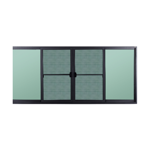 A-Plus หน้าต่างอะลูมิเนียมบานเลื่อนสลับเปิดกลาง ขนาด 240x150ซม. (4บาน)   SAHARA สีเทา