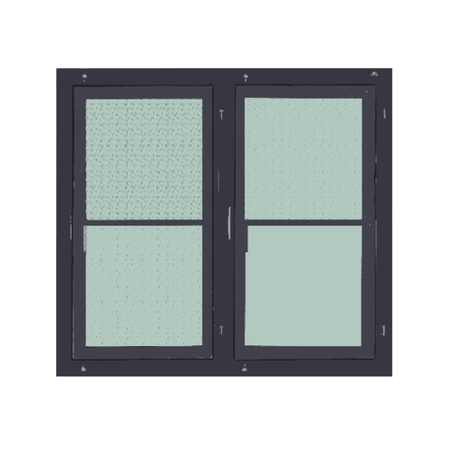 A PLUS SAHARA หน้าต่างอะลูมิเนียม บานเปิดคู่ 120x100ซม. สีเทาเข้ม พร้อมมุ้ง