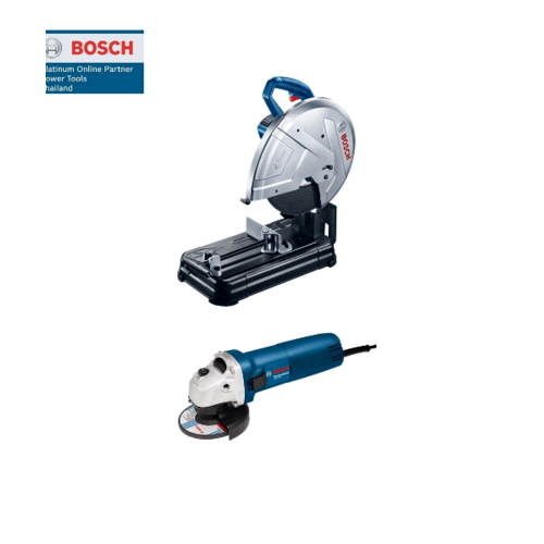 BOSCH แท่นตัดไฟเบอร์ 14นิ้ว 2200W รุ่น GCO220 + เครื่องเจียร์ 4นิ้ว 670W รุ่น GWS060