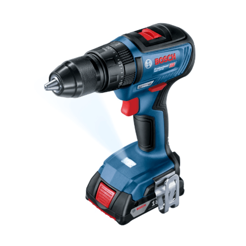 BOSCH สว่านกระแทกไร้สาย 13มม. 18V รุ่น GSB18V-50 พร้อมแบตเตอรี่ 2.0Ah 2ก้อน