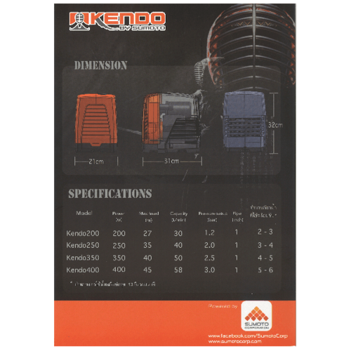 SUMOTO ปั๊มน้ำอัตโนมัติแรงดันคงที่ 350W รุ่น KENDO 350