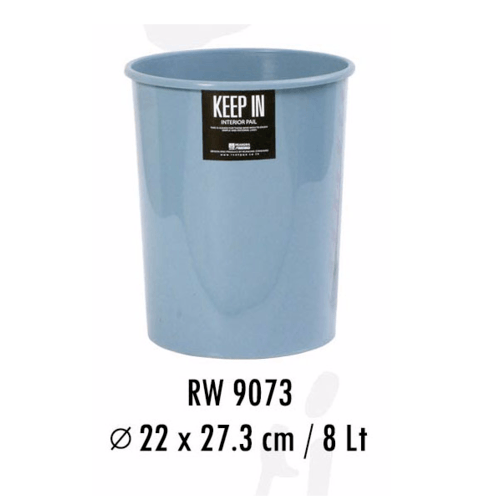 ถังขยะผงกลม สีฟ้า รุ่นRW9073ET ขนาด 8ลิตร 