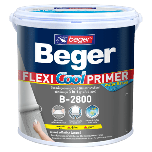 Beger สีรองพื้นปูนอเนกประสง์ เฟล็กซี่คูล B-2800 4กก. สูตรน้ำ สีขาว