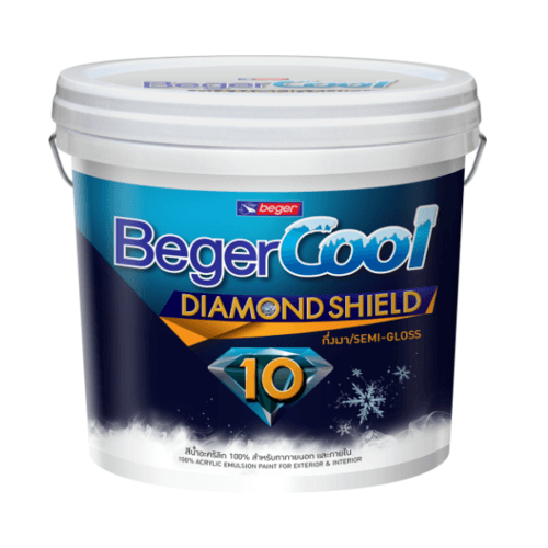 Beger สีน้ำอะครีลิค เบเยอร์คูล ไดมอนด์ชิลด์ 10 ปี ชนิดกึ่งเงา 9ลิตร เบส C