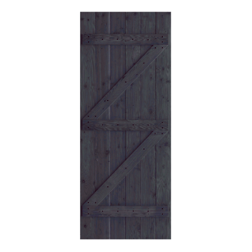 D2D ประตูไม้ดักลาสเฟอร์  บานทีบเซาะร่อง 80x200cm.  Eco Pine-99 สีแบล็คแอช  