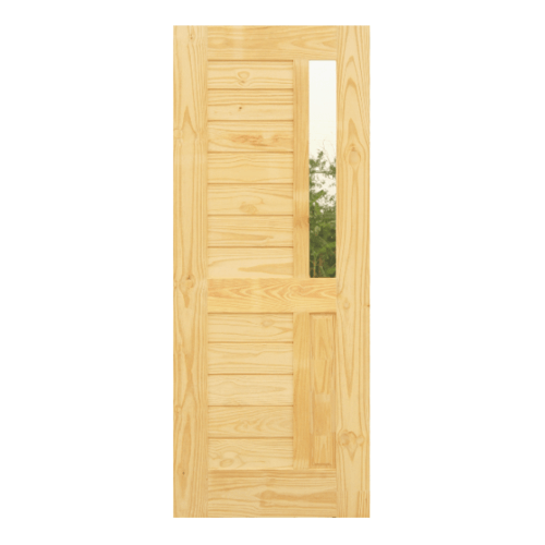 D2D ประตูไม้ดักลาสเฟอร์ ทำร่องพร้อมช่องกระจก Eco Pine-012A 80x200ซม.