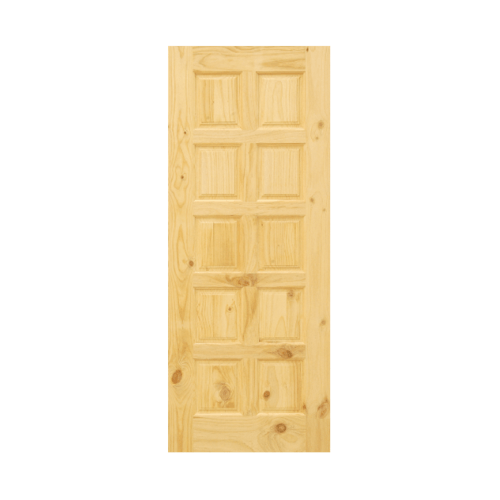 D2D ประตูไม้สนNz บานทึบ 10ลูกฟัก Eco Pine-003 90x200ซม.