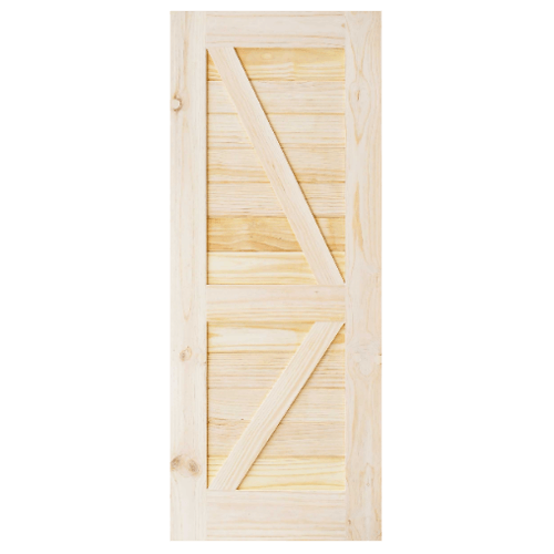 D2D ประตูไม้สนNz บานทึบเซาะร่อง(โรงนา) Eco Pine-444 80x180ซม.