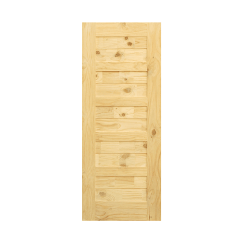 D2D ประตูไม้สนนิวซีแลนด์ บานทึบทำร่อง ขนาด 90 x220cm. Eco Pine-014 
