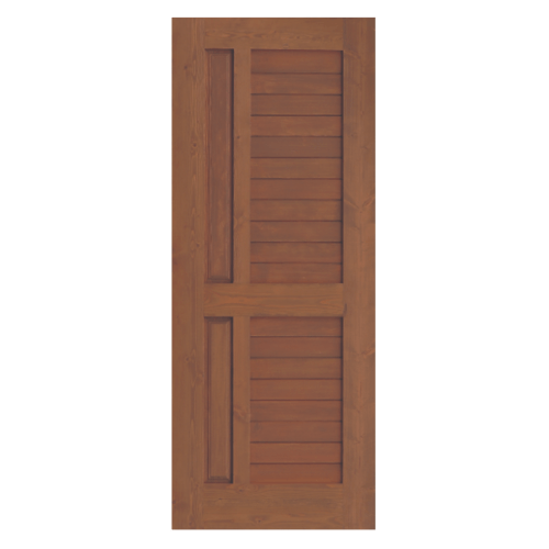 ประตูไม้ดักลาสเฟอร์ บานทึบลูกฟักทำร่อง Eco Pine-007 80x200cm. สีเบรินแอช D2D