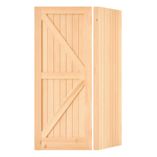 ประตูไม้ดักลาสเฟอร์ บานทึบทำร่อง Eco Pine-66 100x200cm. D2D