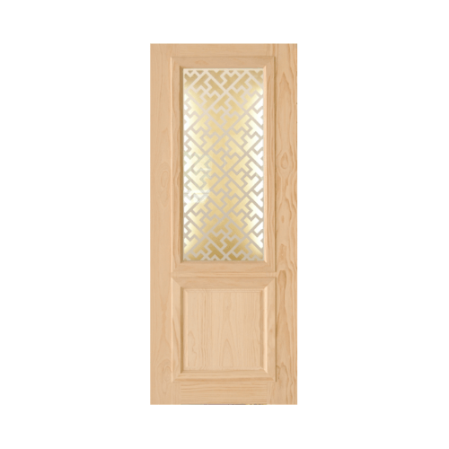 ประตูไม้สนNz ลูกฟักพร้อมกระจก D2D-603 90x206ซม. D2D