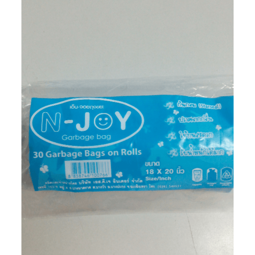 ถุงขยะแบบม้วนย่อยสลาย N-Joy 18x20 ฟ้า (30 ใบ)