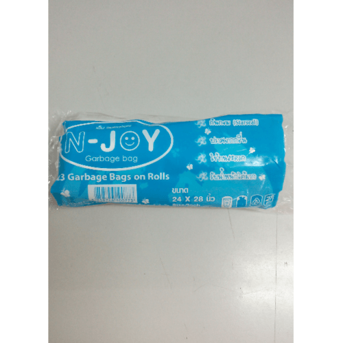 ถุงขยะแบบม้วนย่อยสลาย N-Joy 24x28 ขาว (23 ใบ)