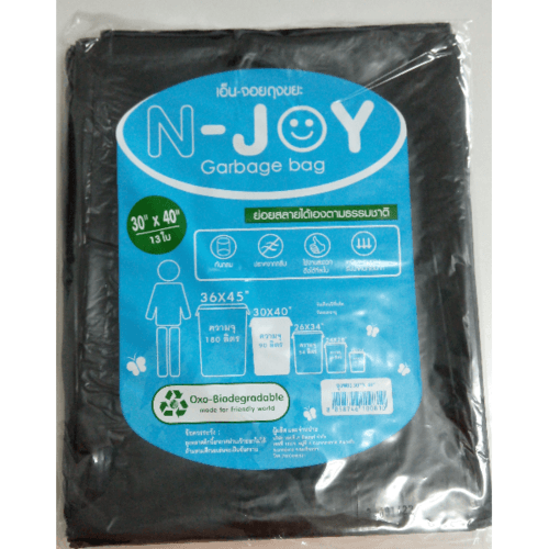 ถุงขยะก้นกลมย่อยสลายN-Joy 30x40ดำ(13ใบ)