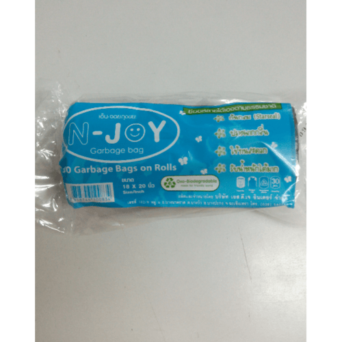 ถุงขยะแบบม้วนย่อยสลาย N-Joy 18x20 ดำ (30 ใบ)