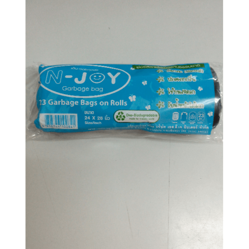 ถุงขยะแบบม้วนย่อยสลาย N-Joy 24x28 ดำ (23ใบ)