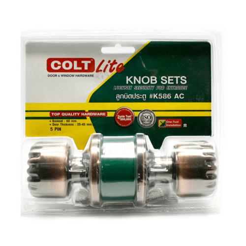 COLT LITE ลูกบิดห้องทั่วไป หัวมะยม จานเล็ก รุ่น สเตนเลส-201 K586 AC สีทองแดงรมดำ