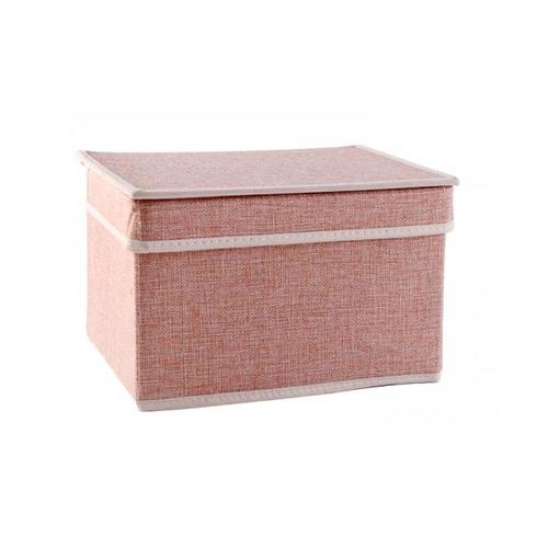 USUPSO กล่องเก็บของ  Simple linen สีชมพู