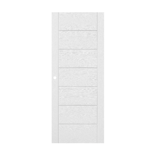 ECODOOR ประตูไฟเบอร์กลาส บานทึบเซาะร่องพร้อมวงกบ  ขนาด 80x200ซม.  (เจาะ) 9P สีขาว