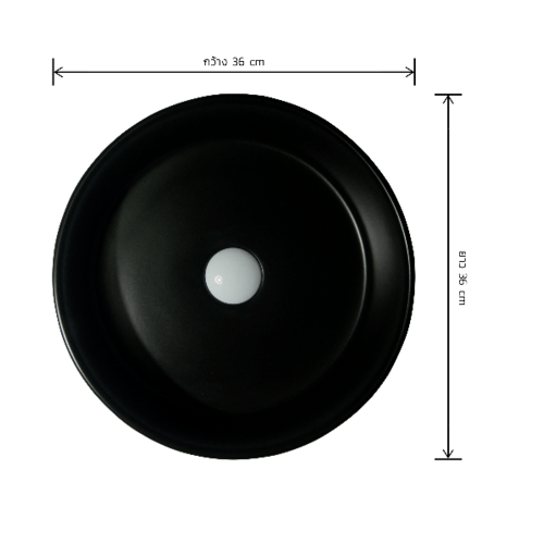 Verno อ่างล้างหน้าวางบนเคาน์เตอร์ก๊อกนอกอ่าง **ไม่รวมก๊อกน้ำ** รุ่น ไมร่า  VN-499-36-YA สีดำแมท