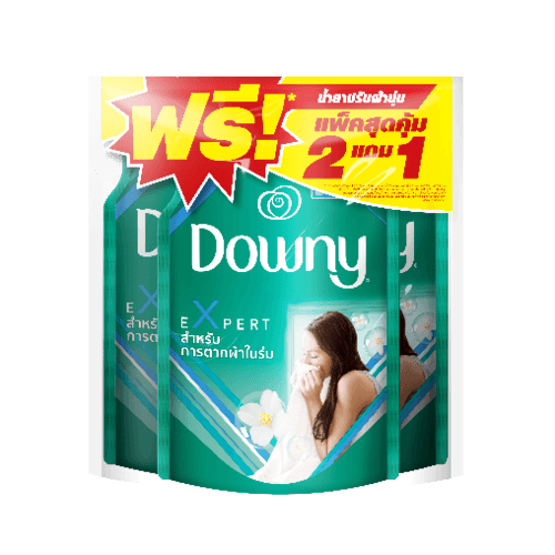 Downy น้ำยาปรับผ้านุ่ม แบบเติม สูตรตากในร่ม ขนาด 490  มล. สีเขียว (แพ็ค 2 แถม 1)