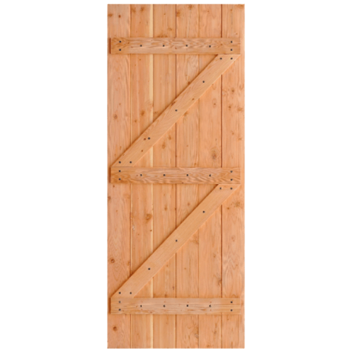 D2D ประตูไม้ดักลาสเฟอร์ บานทีบเซาะร่อง(โรงนา) Eco Pine-99 90x205ซม.
