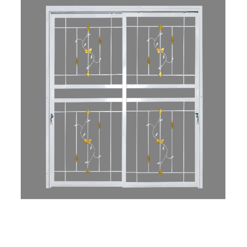 A PLUS เหล็กดัดประตู ลายตะกร้อ (ติดใน) 160x205ซม. สีขาว