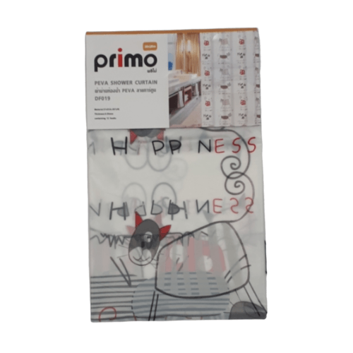 Primo ผ้าม่านห้องน้ำ PEVA ลายแมว รุ่น DF019 ขนาด 180x180 ซม. สีน้ำตาล