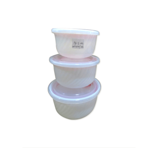 ADAMAS ชุดกล่องพลาสติกถนอมอาหารพร้อมฝาปิด 3 ชิ้น (5.5 , 6.5 , 7 นิ้ว) PB-3 set สีขาว