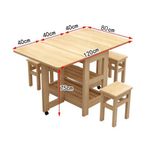 ชุดโต๊ะอาหารพับได้ 4ที่นั่ง S-02A  80x120x75cm