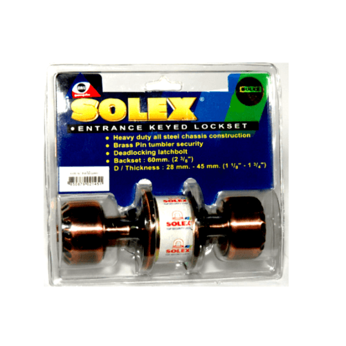 SOLEX ลูกบิดห้องทั่วไป สเตนเลส-304 รุ่น 6100AC สีทองแดงรมดำ ลายไม้ (แผง)