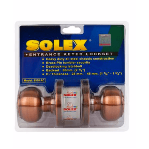 SOLEX ลูกบิดห้องทั่วไป สเตนเลส-304 รุ่น 9570AC สีทองแดงรมดำ (แผง)