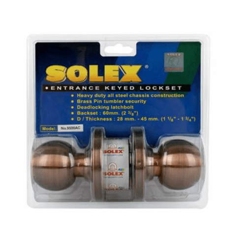 SOLEX ลูกบิดห้องทั่วไป สเตนเลส-304 รุ่น 9500AC สีทองแดงรมดำ (แผง)