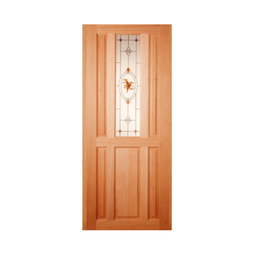Masterdoors ประตูกระจกไม้สยาแดง ขนาด  90x200 cm. SS01/2 ธรรมชาติ
