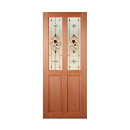 ประตูกระจกไม้สยาแดง SS02 3 ขนาด 90x200 cm.