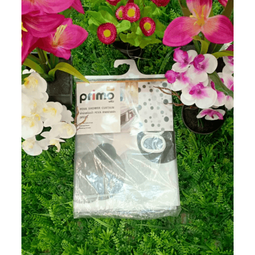 Primo ผ้าม่านห้องน้ำ PEVA ลายกราฟฟิก รุ่น DF013 ขนาด 180x180 ซม. สีเทา