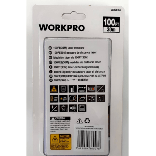 WORKPRO เลเซอร์วัดระยะแบบมือถือ 30ม. รุ่น W068004