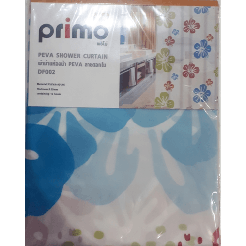 Primo ผ้าม่านห้องน้ำ PEVA ลายดอกไม้ รุ่น DF002 ขนาด 180x180 ซม. สีเขียว