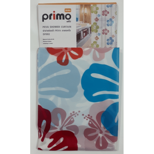 Primo ผ้าม่านห้องน้ำ PEVA ลายดอกไม้ รุ่น DF002 ขนาด 180x180 ซม. สีเขียว