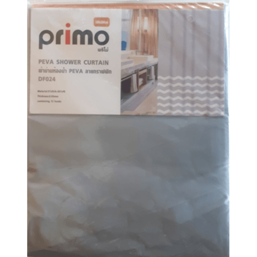 Primo ผ้าม่านห้องน้ำ PEVA ลายกราฟฟิก รุ่น DF024 ขนาด 180x180 ซม. สีเทา